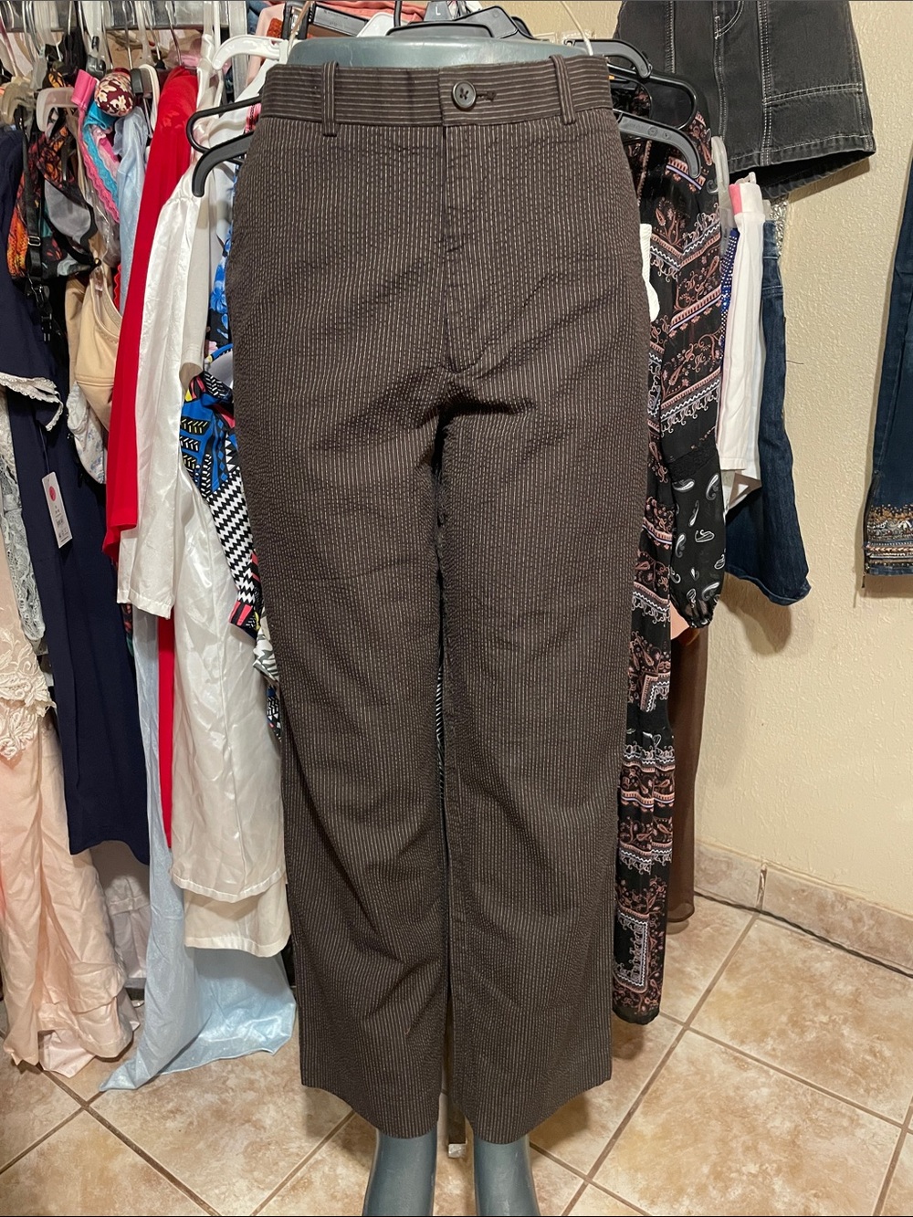 Perry Ellis Women's Brown Pinstripe Trousers